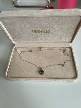 Peoples Silver Heart Amethyst Pendant Necklace with Purple Stone